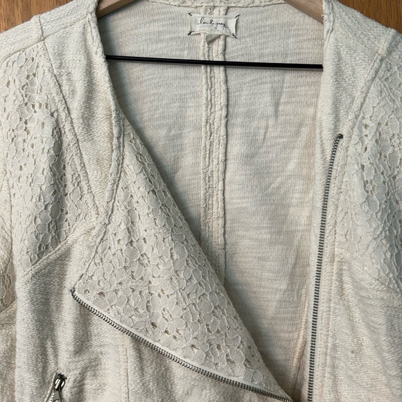 Lou & grey off white Moto jacket crochet zip Large asymmetrical jacket Crop - Picture 6 of 15